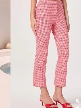 Astr Alma Gingham Kick-Flare Cropped Pants